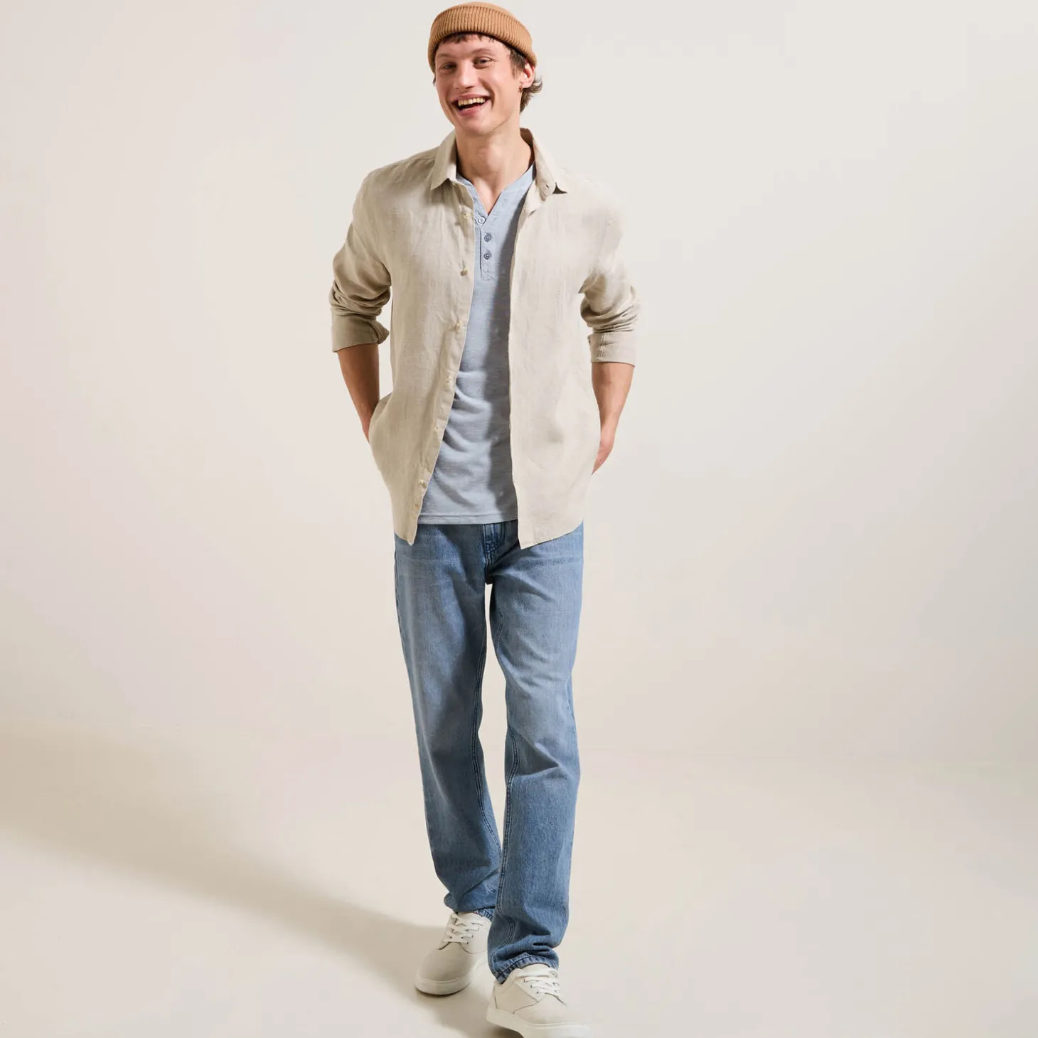 Cheap Slim T-shirt met Tunesische kraag T-shirt