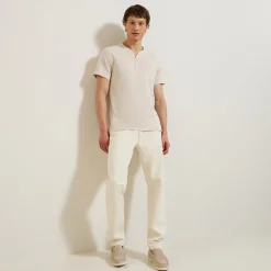 Outlet Slim T-shirt met Tunesische kraag T-shirt