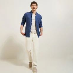 Outlet Slim T-shirt met Tunesische kraag T-shirt