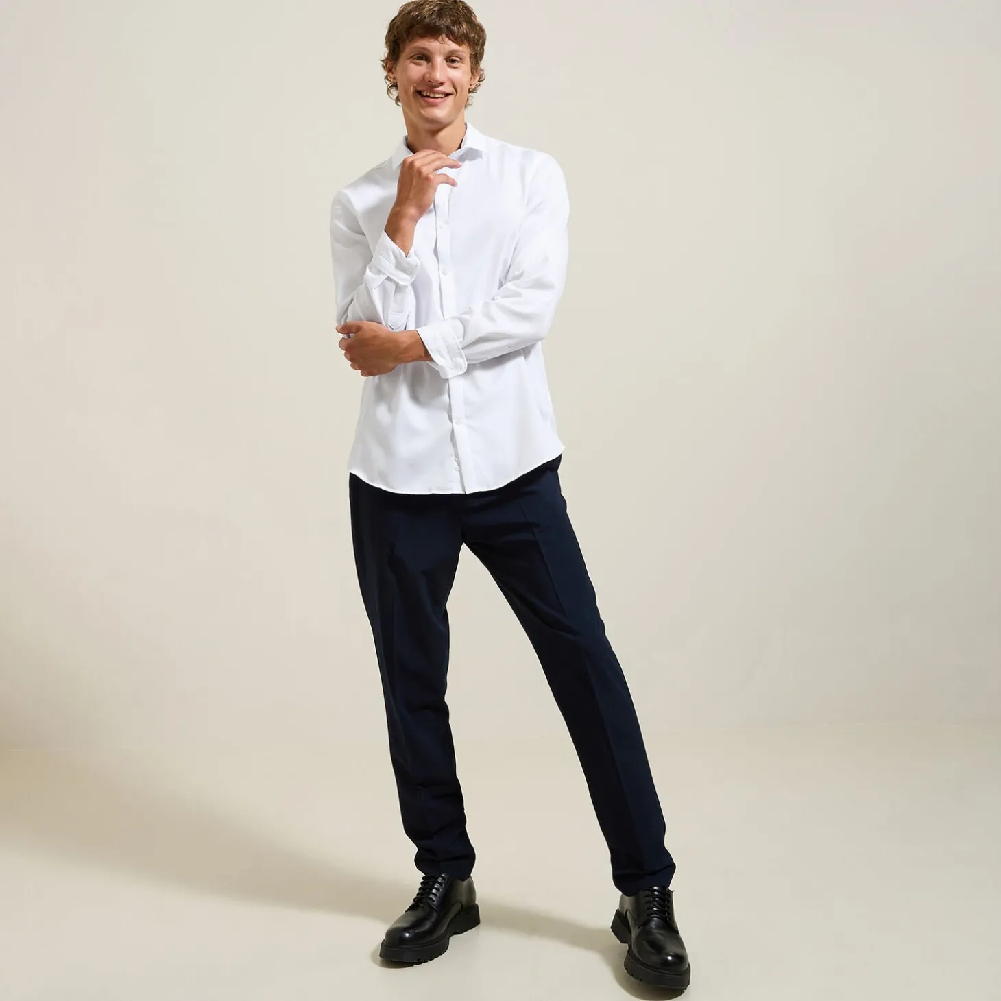 Online Strijkvrij regular hemd in jacquardkatoen Makkelijk Te Strijken Hemd|Formele Overhemden