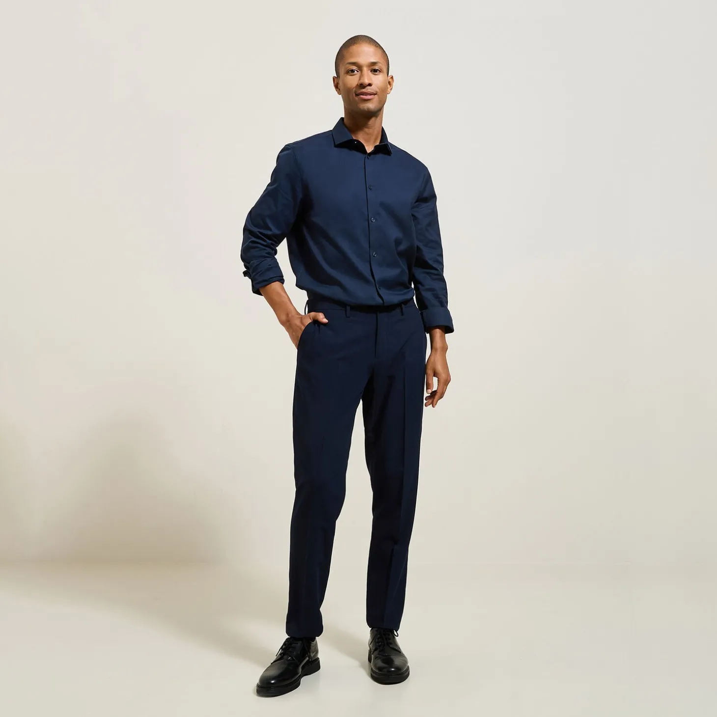 Online Strijkvrij slim effen hemd in katoen Formele Overhemden|Makkelijk Te Strijken Hemd