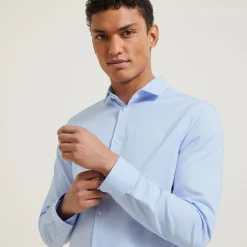 Best Sale Strijkvrij slim effen hemd in katoen Makkelijk Te Strijken Hemd|Formele Overhemden