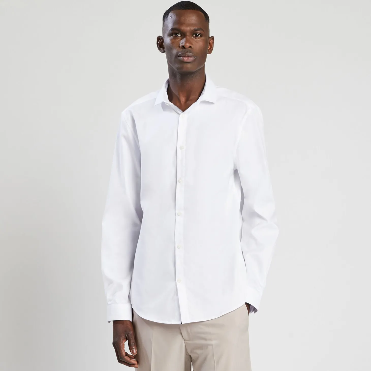 Cheap Strijkvrij slim effen hemd in katoen Makkelijk Te Strijken Hemd|Formele Overhemden