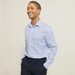 Best Strijkvrij slim gestreept hemd in katoen Makkelijk Te Strijken Hemd|Formele Overhemden