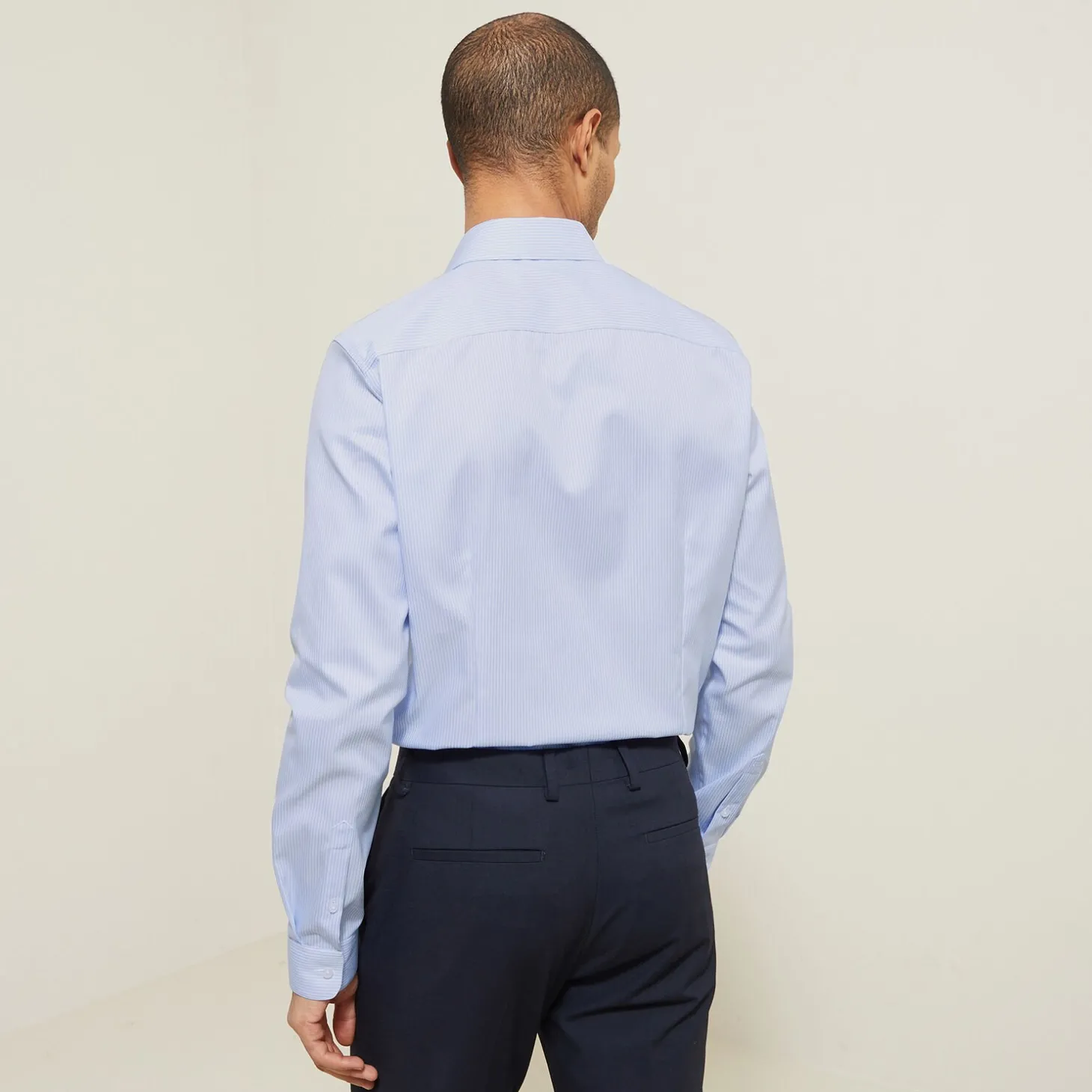 Best Strijkvrij slim gestreept hemd in katoen Makkelijk Te Strijken Hemd|Formele Overhemden