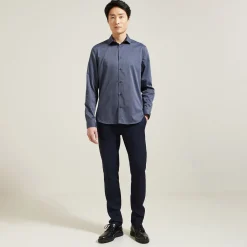 Best Sale Strijkvrij slim microjacquard hemd in katoen Makkelijk Te Strijken Hemd|Formele Overhemden