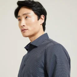 Best Sale Strijkvrij slim microjacquard hemd in katoen Makkelijk Te Strijken Hemd|Formele Overhemden