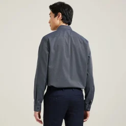 Best Sale Strijkvrij slim microjacquard hemd in katoen Makkelijk Te Strijken Hemd|Formele Overhemden