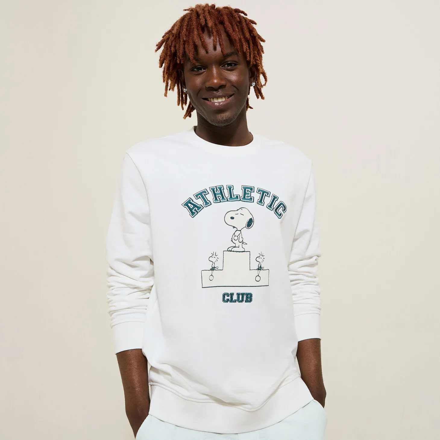 Best Sweater met Athletic Club-print, Peanuts-licentie Sweater