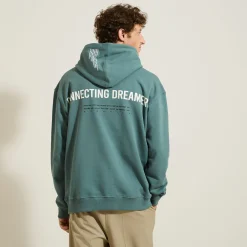 Shop Sweater met kap, oversize snit en print op de kap Sweater