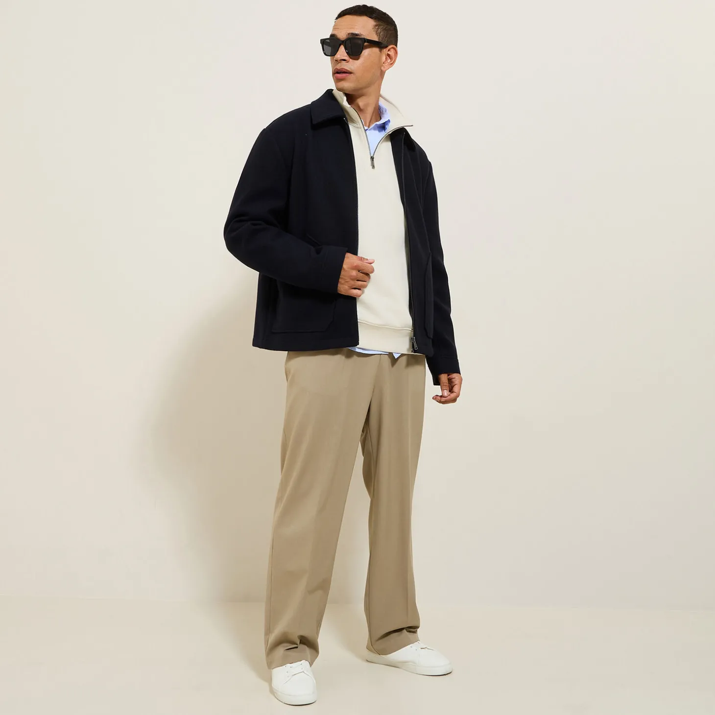 Fashion Sweater met opstaande ritskraag Sweater