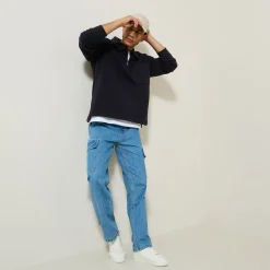 Discount Sweater met polokraag, rits en rechte onderkant Sweater