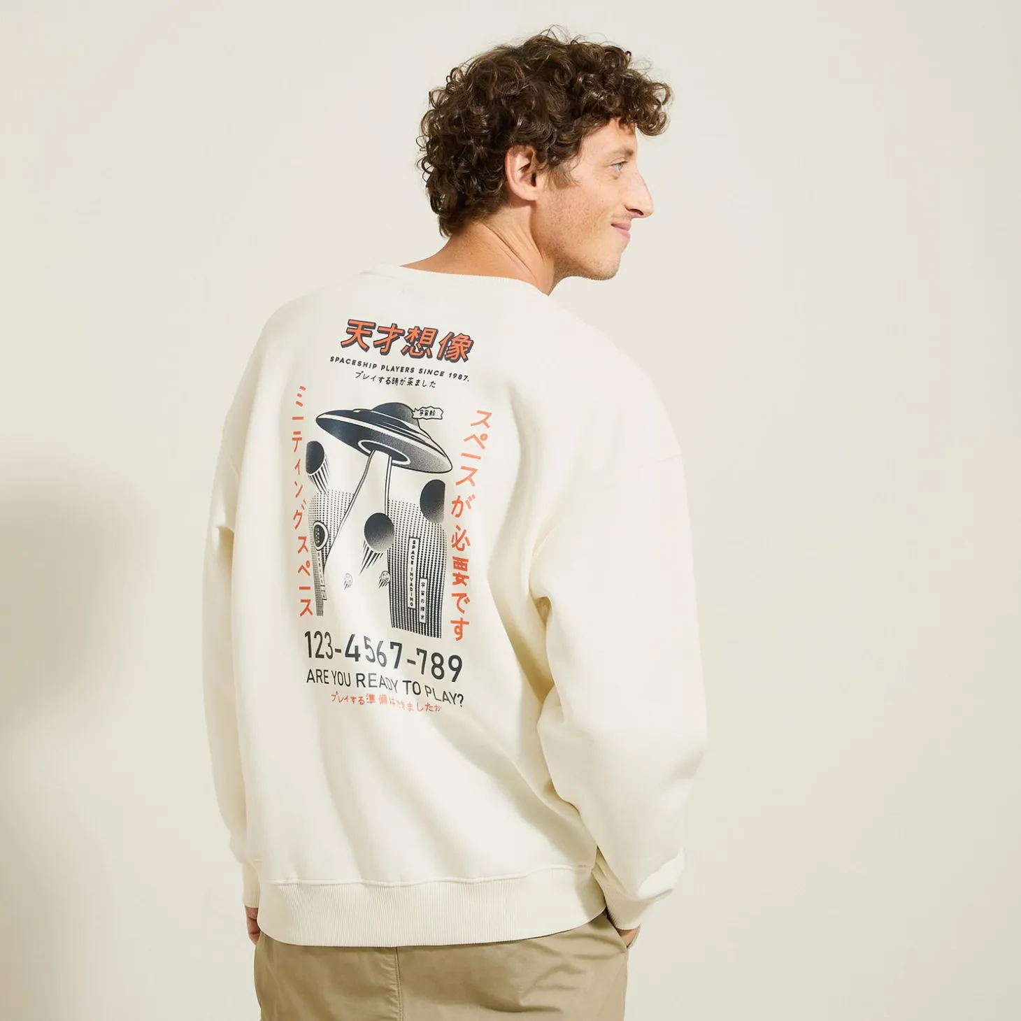 Fashion Sweater met ronde hals en print op voor-en achterk Sweater