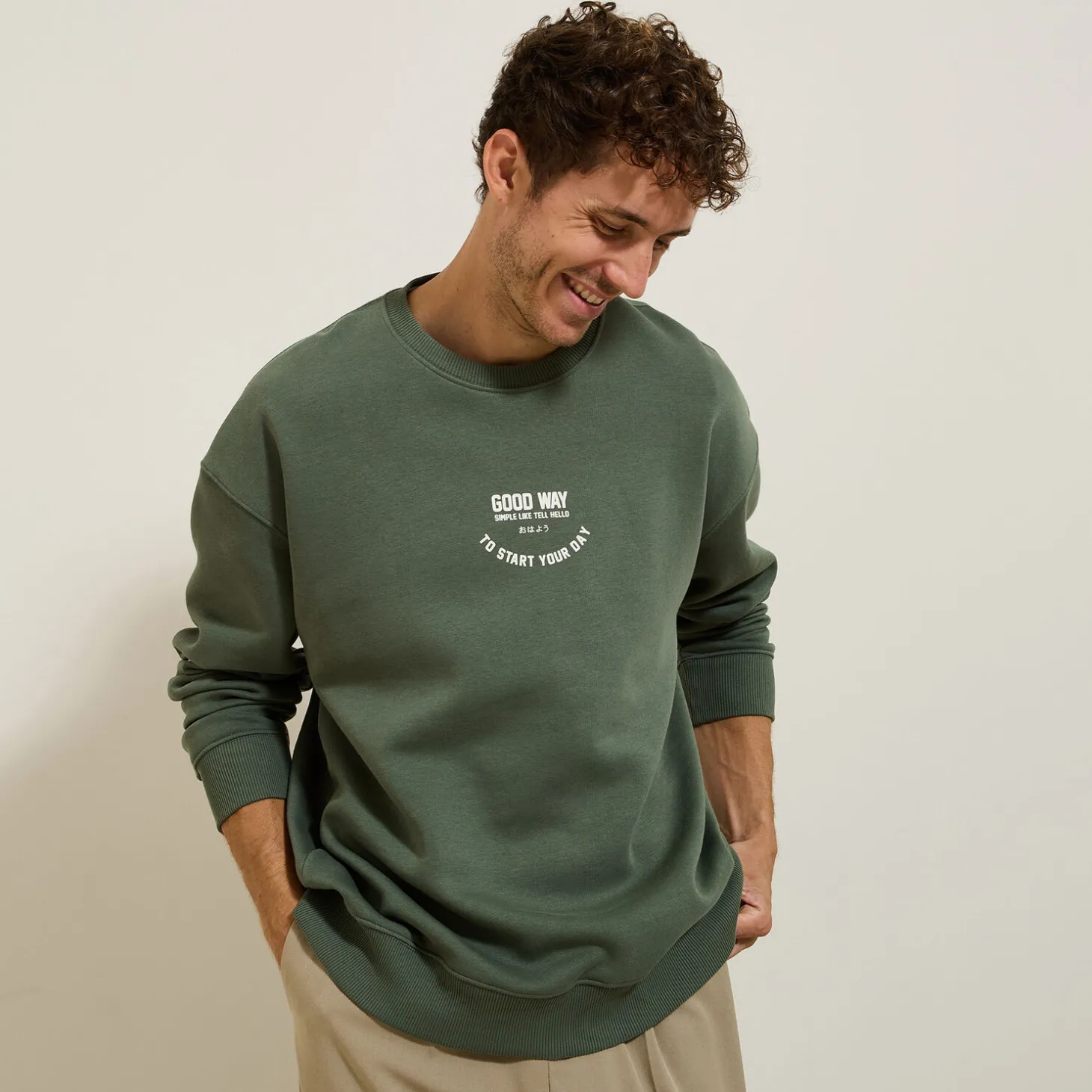 Fashion Sweater met ronde hals en print op voor-en achterk Sweater