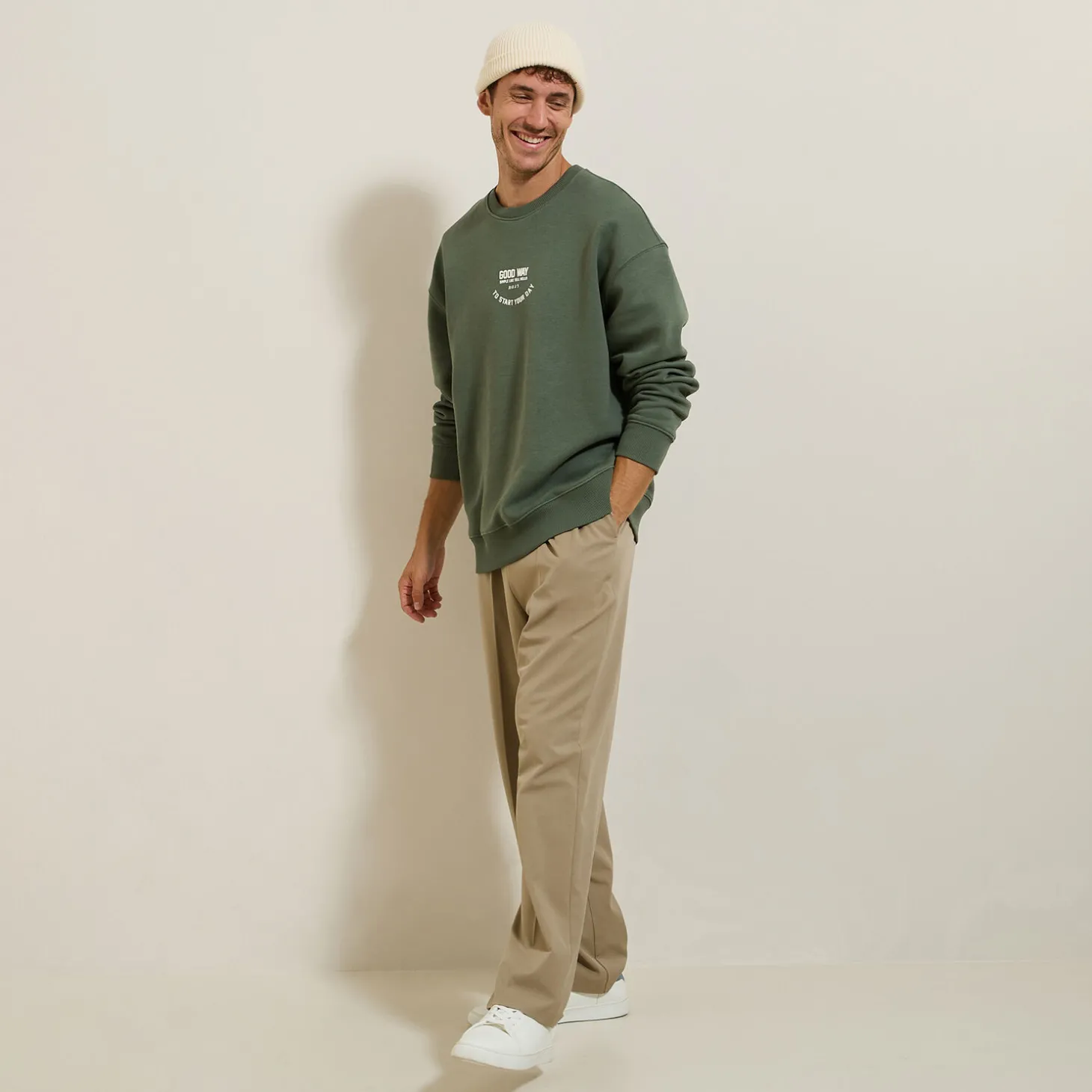 Fashion Sweater met ronde hals en print op voor-en achterk Sweater