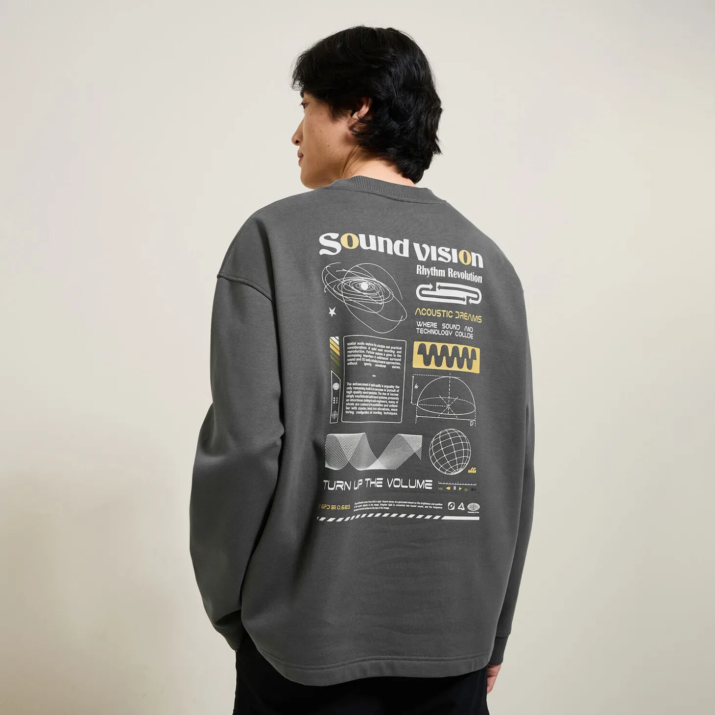 Flash Sale Sweater met ronde hals en print op voor-en achterk Sweater