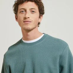 Outlet Sweater met ronde hals in wafelstof Sweater