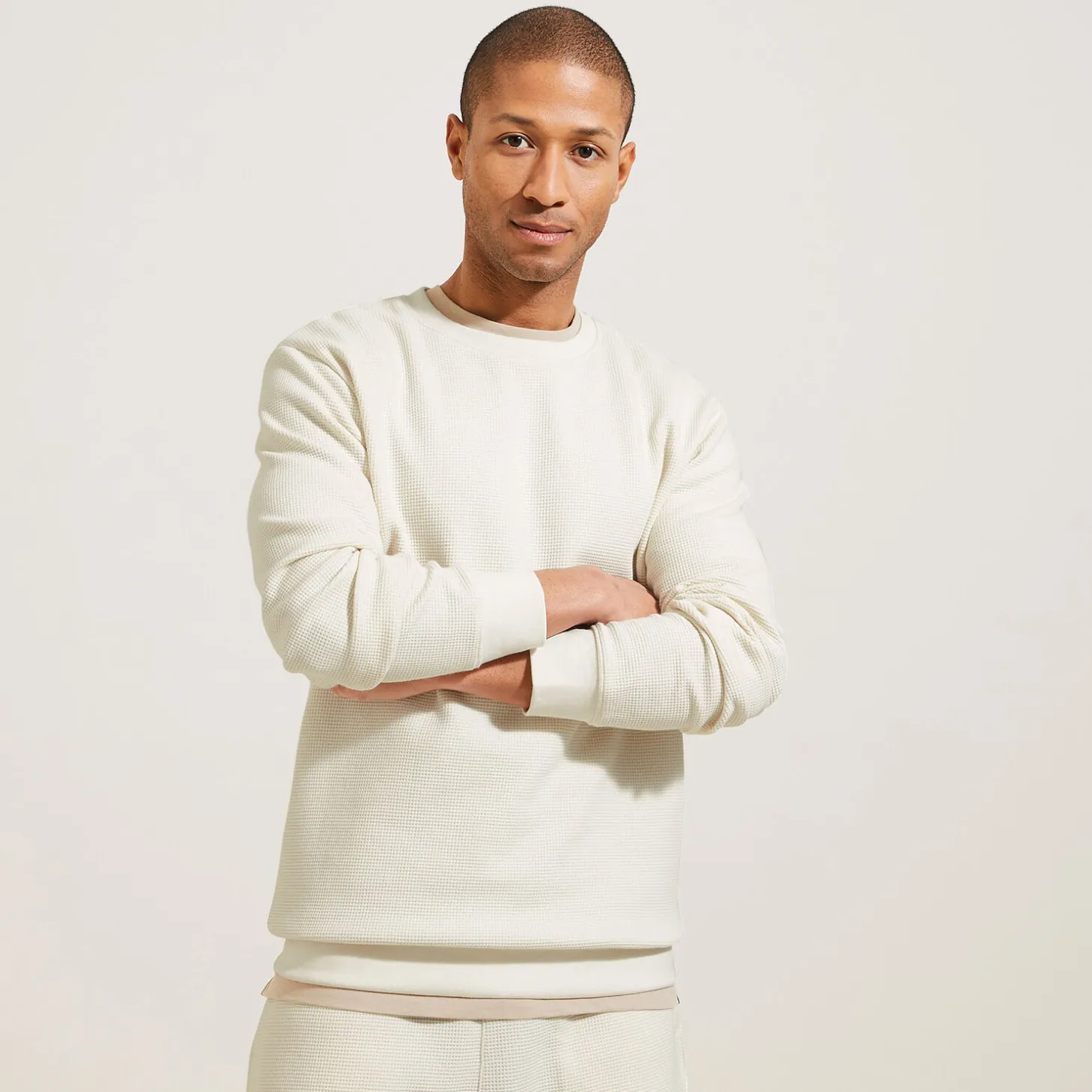 Discount Sweater met ronde hals in wafelstof Sweater