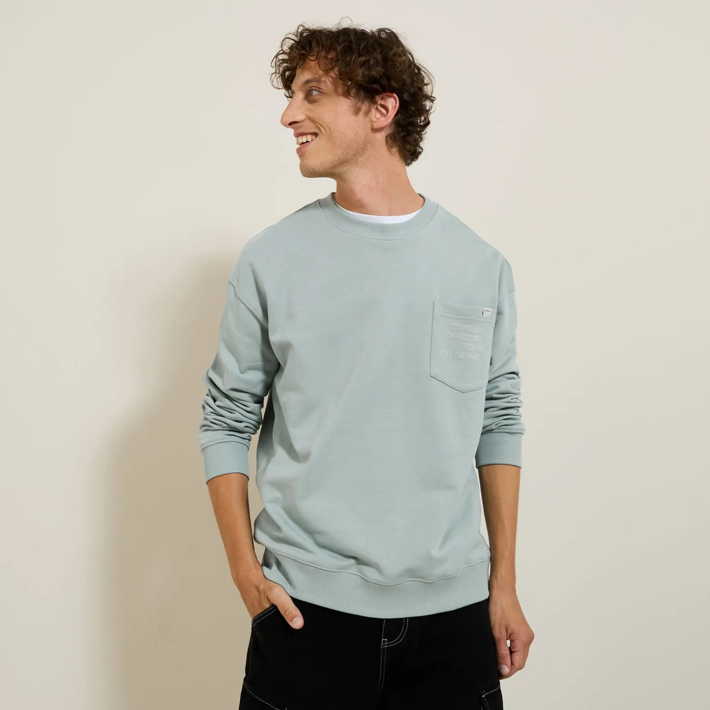 Best Sale Sweater ronde hals, zak en afbeelding Sweater