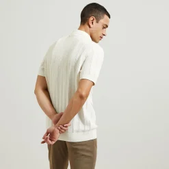 Sale Trui met polokraag, korte mouwen en zigzagstructuu Polo|Trui