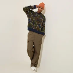 Fashion Trui met ronde hals en camouflagejacquard Trui