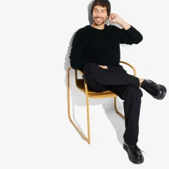 Outlet Trui met ronde hals en reliëfsteken Trui