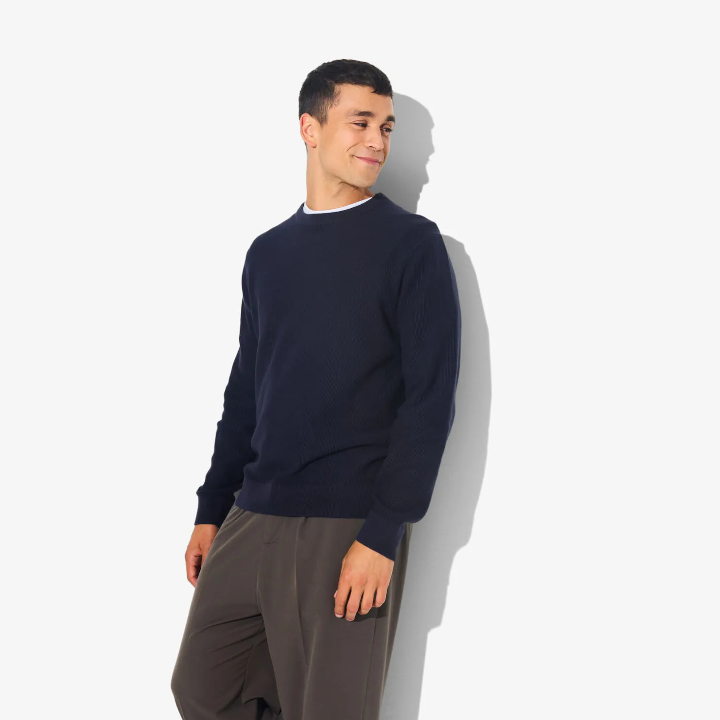 Outlet Trui met ronde hals en stekenpatroon Trui