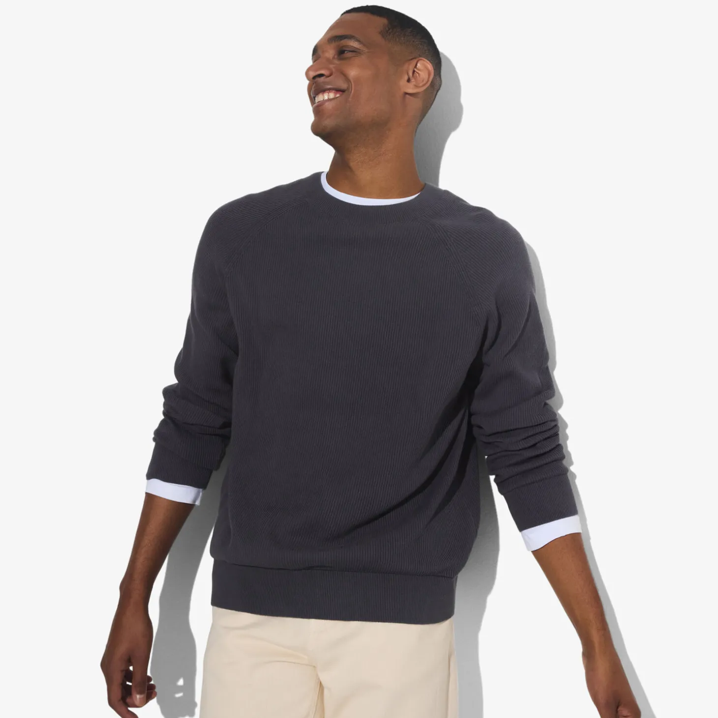 Cheap Trui met ronde hals in ribstof Trui