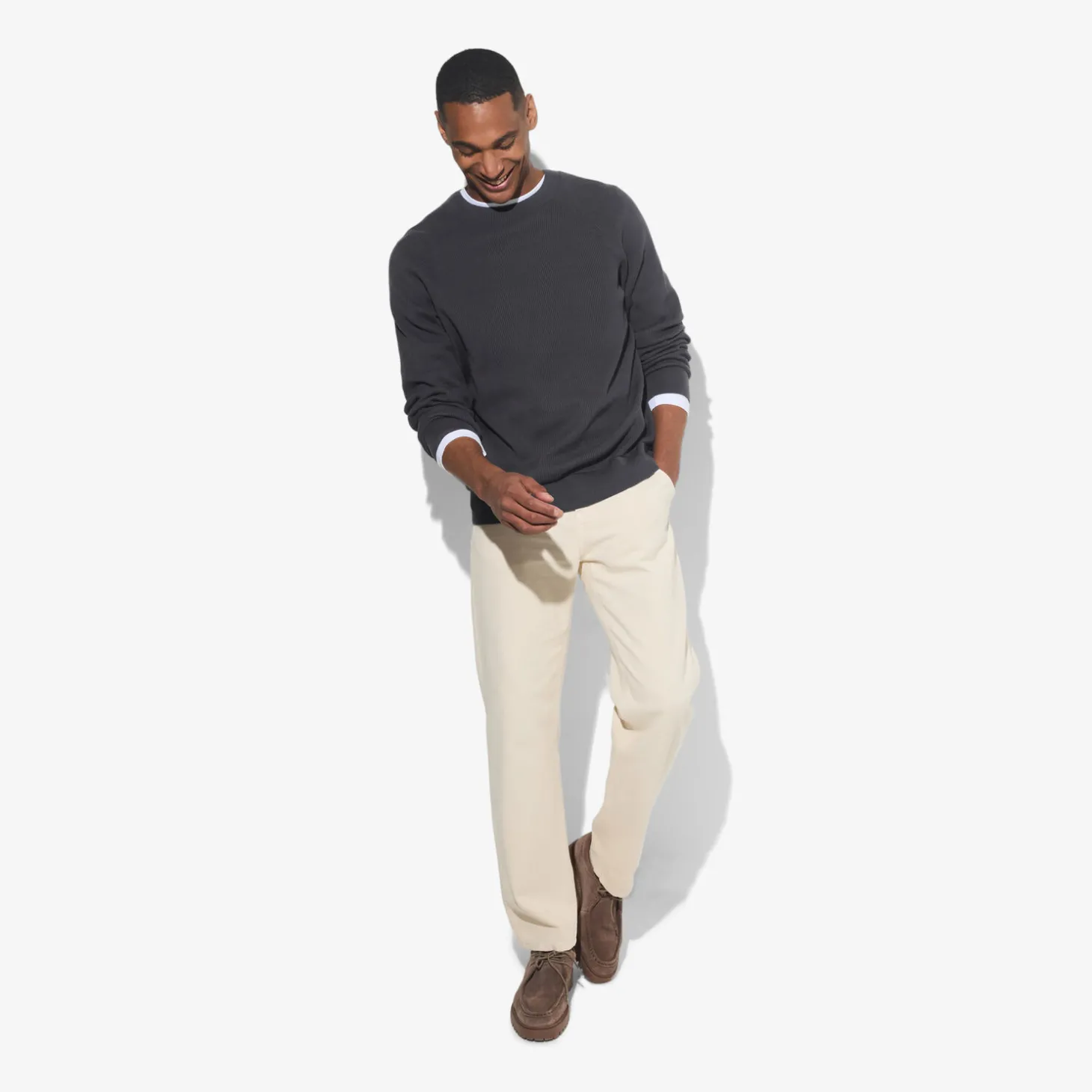 Cheap Trui met ronde hals in ribstof Trui