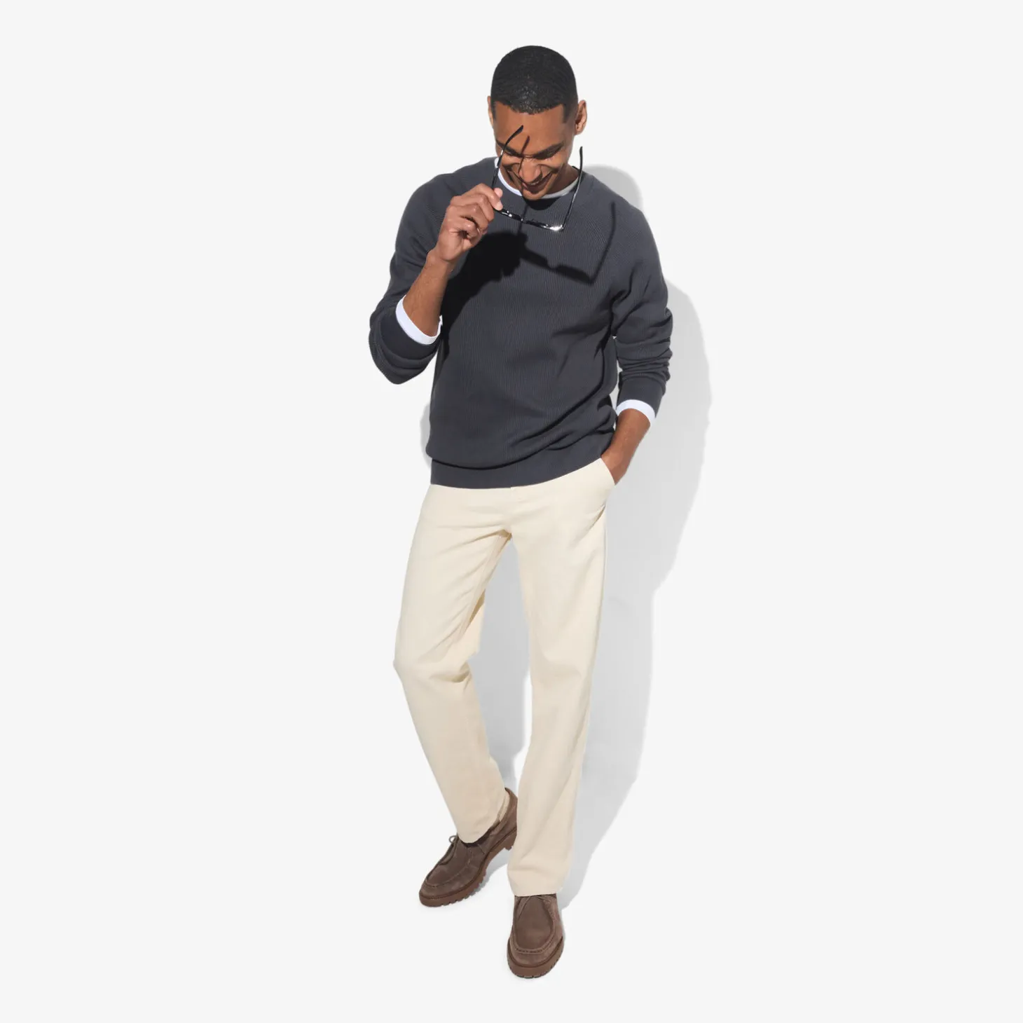 Cheap Trui met ronde hals in ribstof Trui