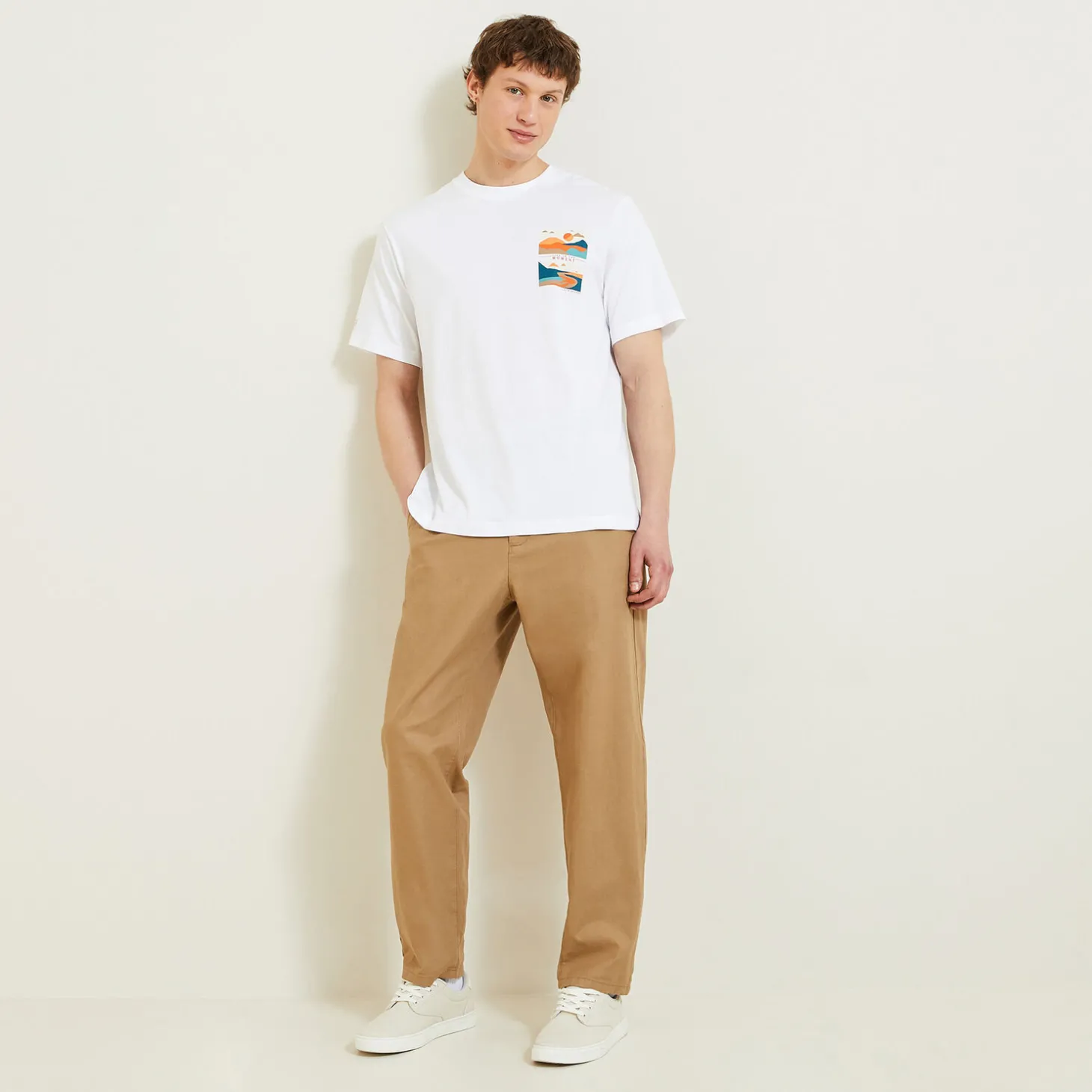 Outlet T-shirt aangebrachte landschap-print T-shirt