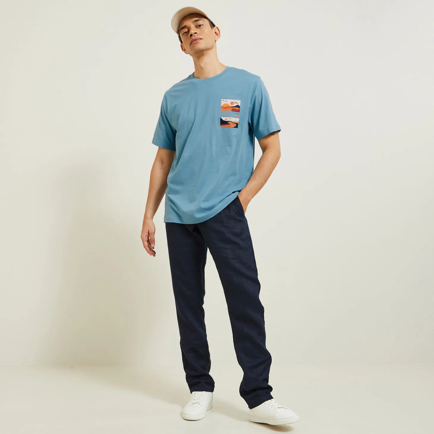 Cheap T-shirt aangebrachte landschap-print T-shirt