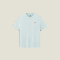 Fashion T-shirt in gevlamde stof met borduursel op de bors T-shirt