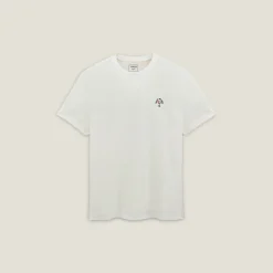 New T-shirt in gevlamde stof met borduursel op de bors T-shirt