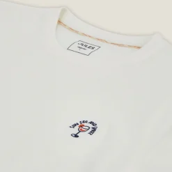 New T-shirt in gevlamde stof met borduursel op de bors T-shirt