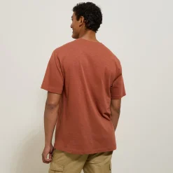 Best Sale T-shirt in gevlamde stof met borduursel op de bors T-shirt