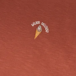 Best Sale T-shirt in gevlamde stof met borduursel op de bors T-shirt