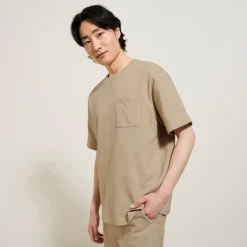 New T-shirt in textuurstof met ronde hals T-shirt