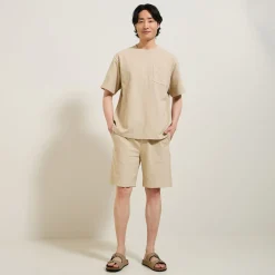 New T-shirt in textuurstof met ronde hals T-shirt