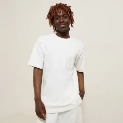 Online T-shirt in textuurstof met ronde hals T-shirt