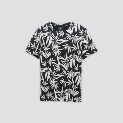 Online T-shirt met bladprintn T-shirt