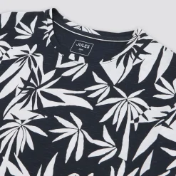 Online T-shirt met bladprintn T-shirt