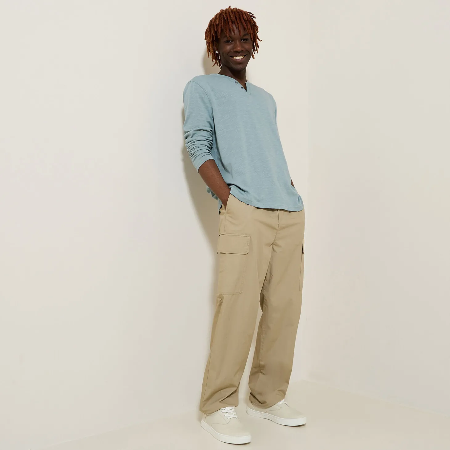 Online T-shirt met knooplijst en lange mouwen T-shirt