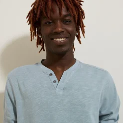 Online T-shirt met knooplijst en lange mouwen T-shirt