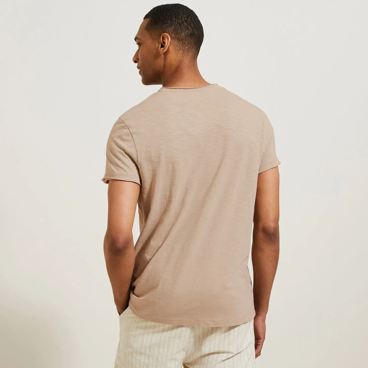 Cheap T-shirt met knooplijst in gevlamde stof T-shirt