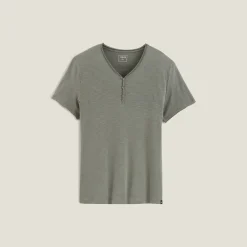 Cheap T-shirt met knooplijst in gevlamde stof T-shirt