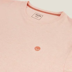 Outlet T-shirt met microstrepen en borduursel op de borst T-shirt