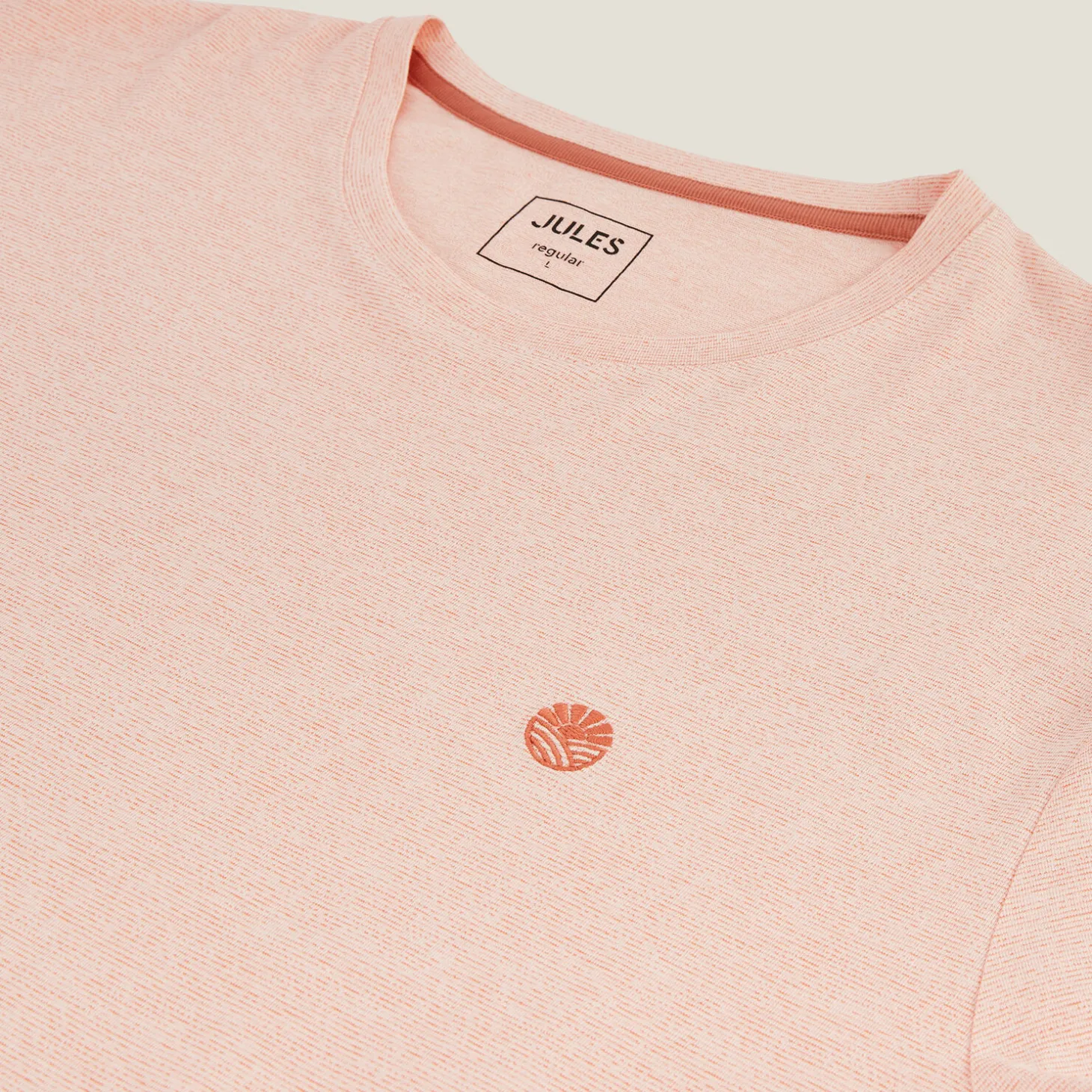 Outlet T-shirt met microstrepen en borduursel op de borst T-shirt