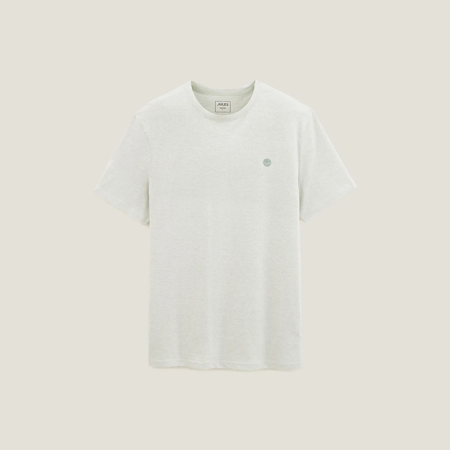 Best Sale T-shirt met microstrepen en borduursel op de borst T-shirt