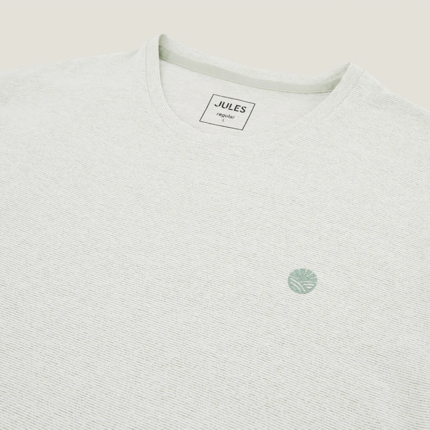 Best Sale T-shirt met microstrepen en borduursel op de borst T-shirt